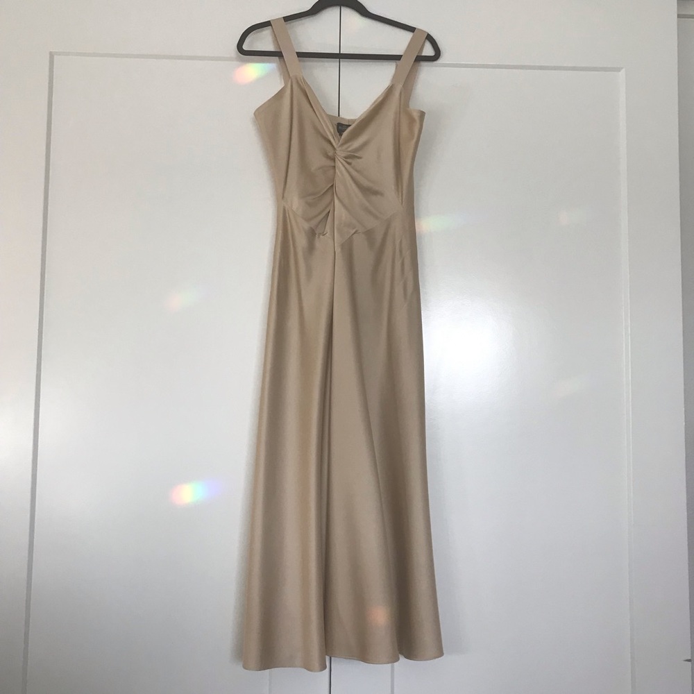 Vintage Silk Nightgown, Bias Cut, Ivory Taupe/Gold Hue. Perfect Condition. S/M.